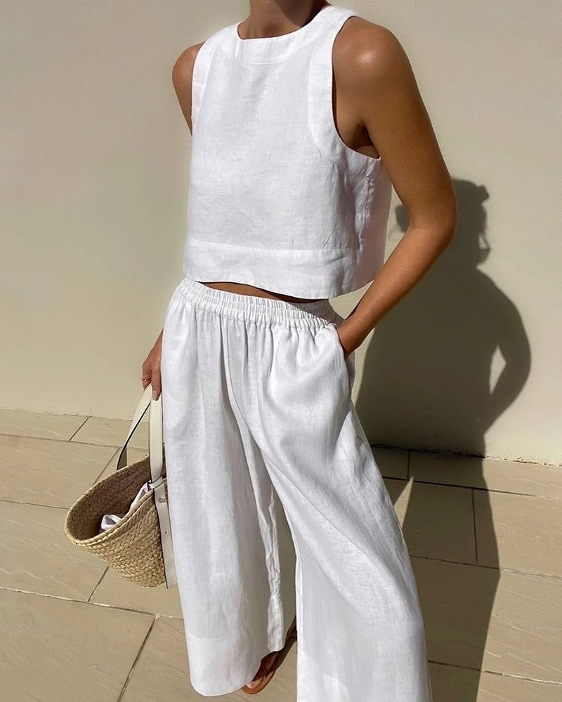 Relaxed Crop Top and Pants Set