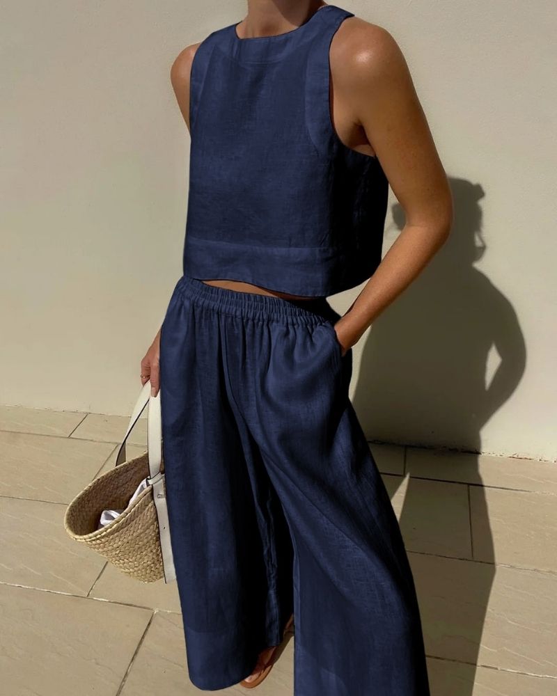Relaxed Crop Top and Pants Set