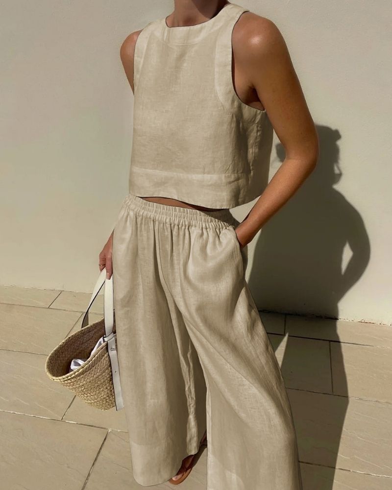 Relaxed Crop Top and Pants Set