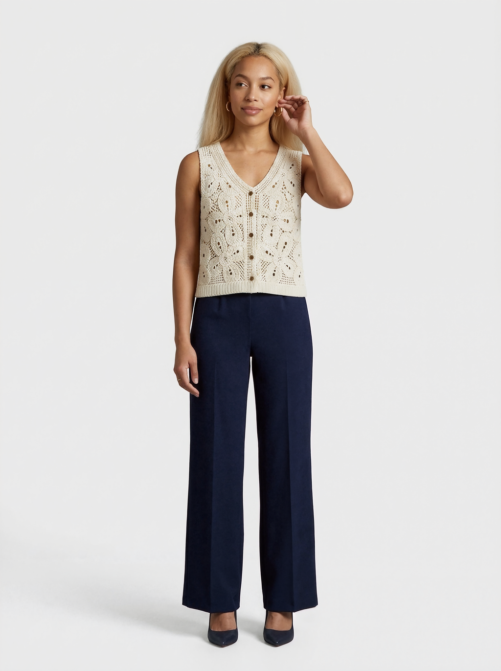 Sleeveless Crochet Knit Vest