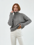 Oversized Cable Knit Turtleneck Sweater