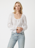 Embroidered Sheer Long Sleeve Blouse