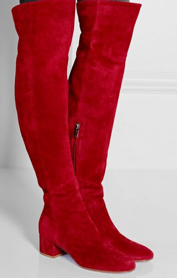 Tan Suede Over-the-Knee Boots