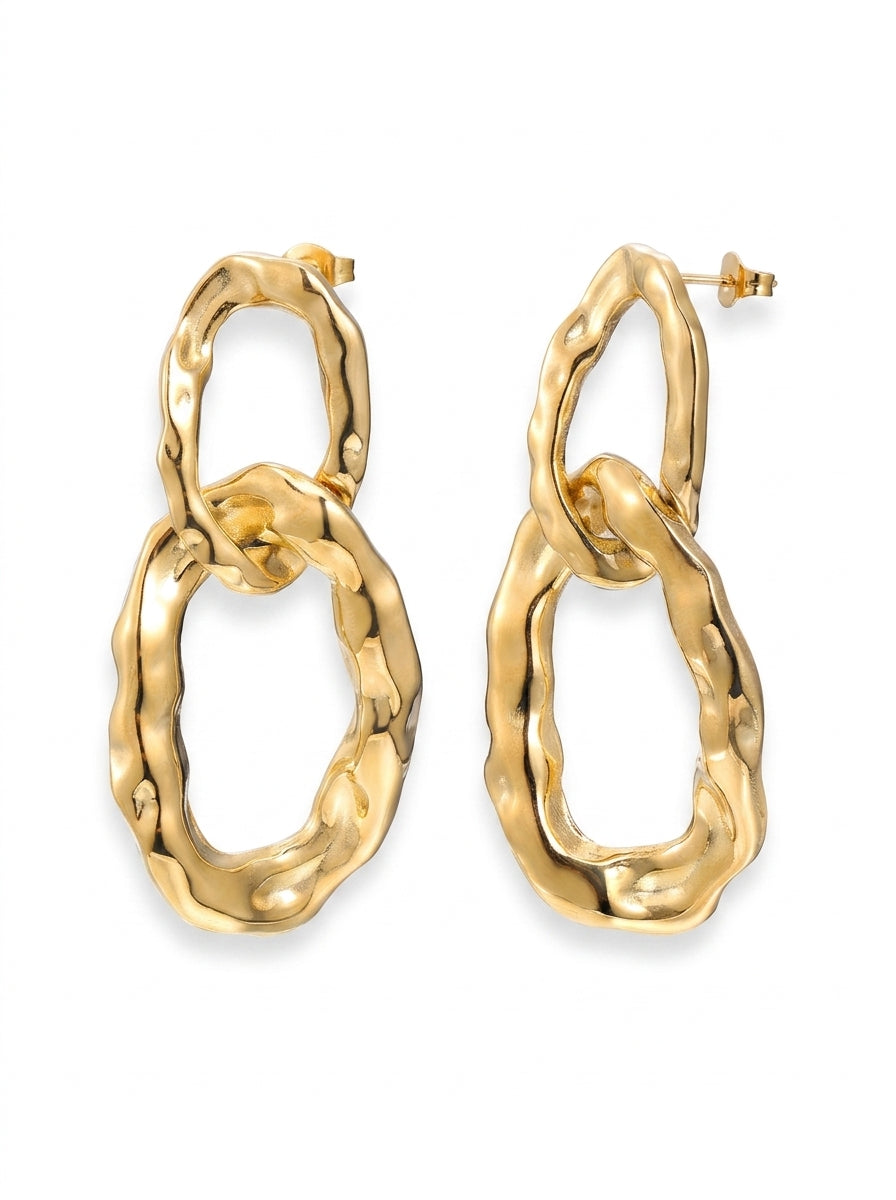 Gold Textured Link Earrings