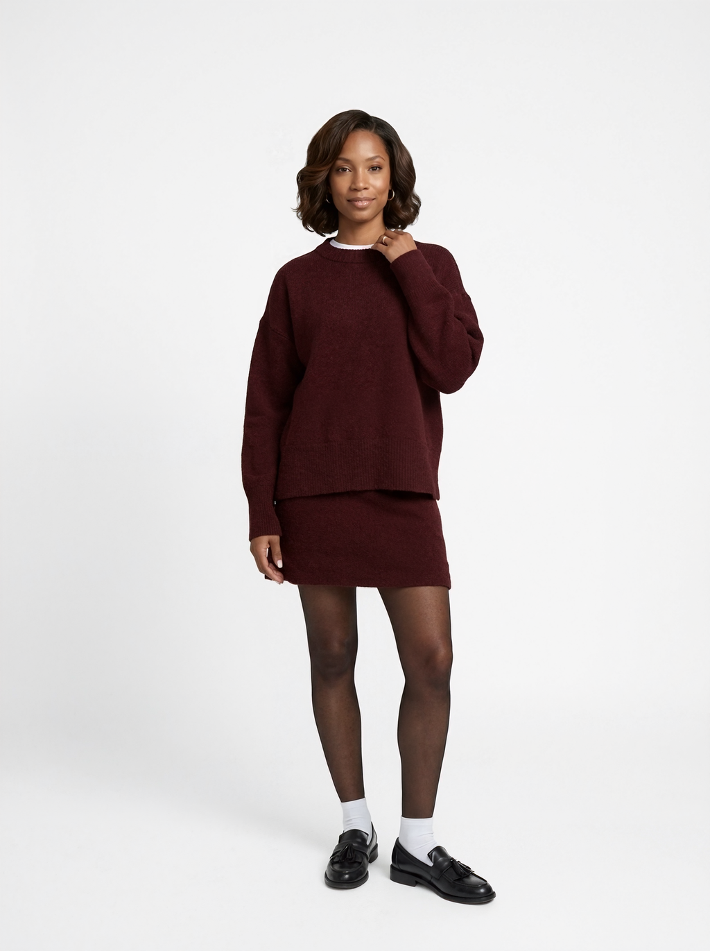Relaxed Knit Top and Skirt Set