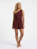 One Shoulder Tie Waist Jumpsuit