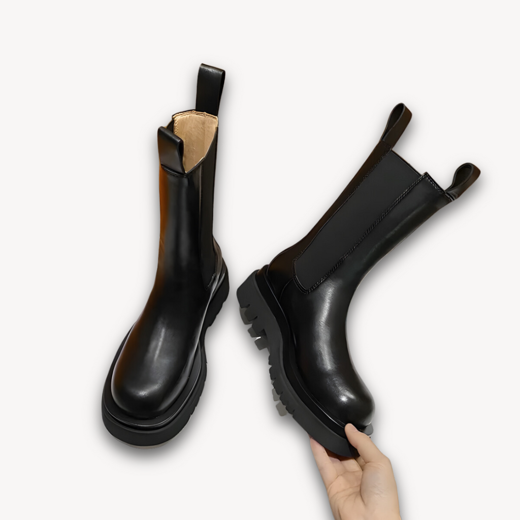 Black Chunky Sole Chelsea Boots