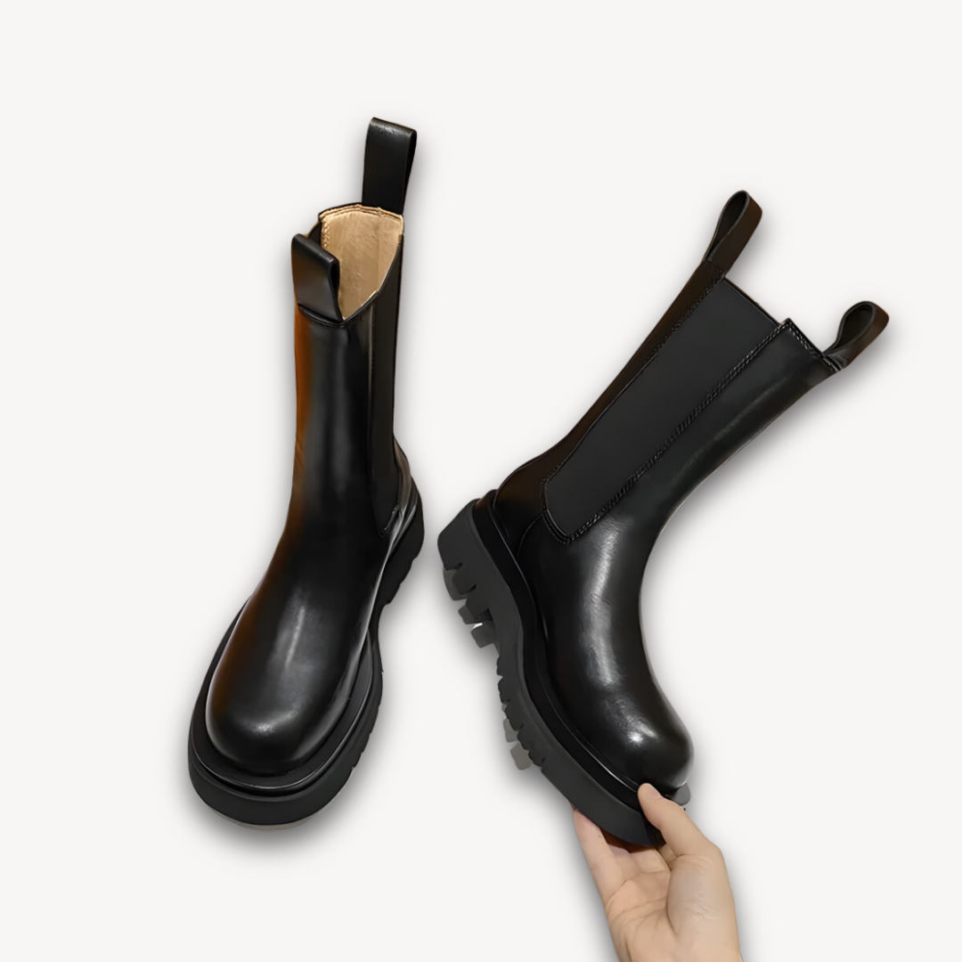Black Chunky Sole Chelsea Boots