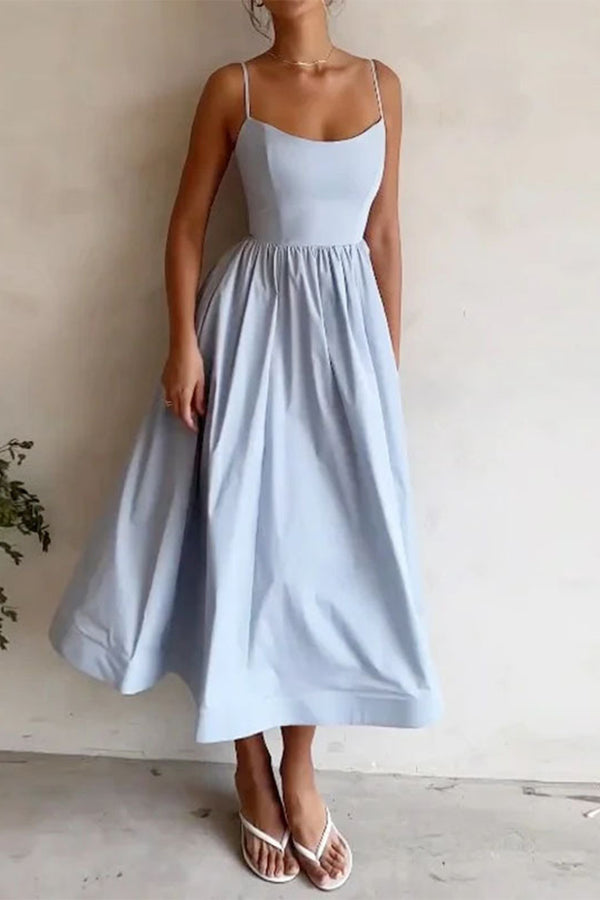 U-Neck Flared Midi Dress