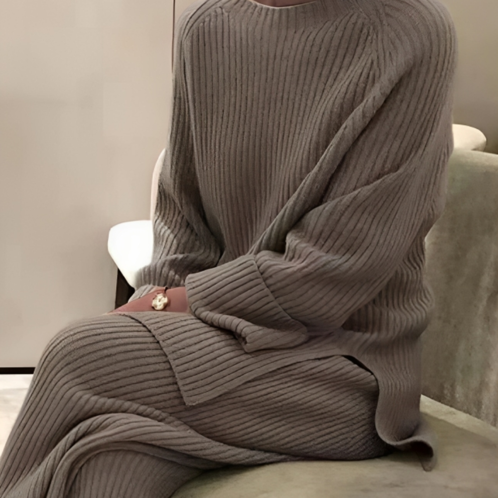 Relaxed Wide Leg Rib Knit Set