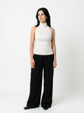 White Pleated Halter Top