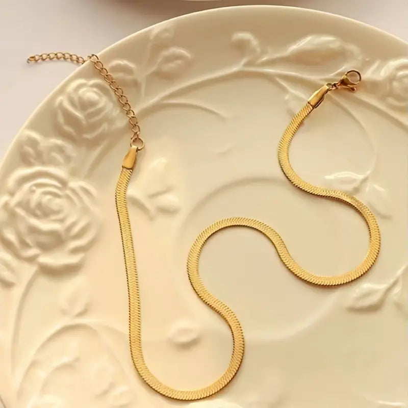 Gold Herringbone Necklace