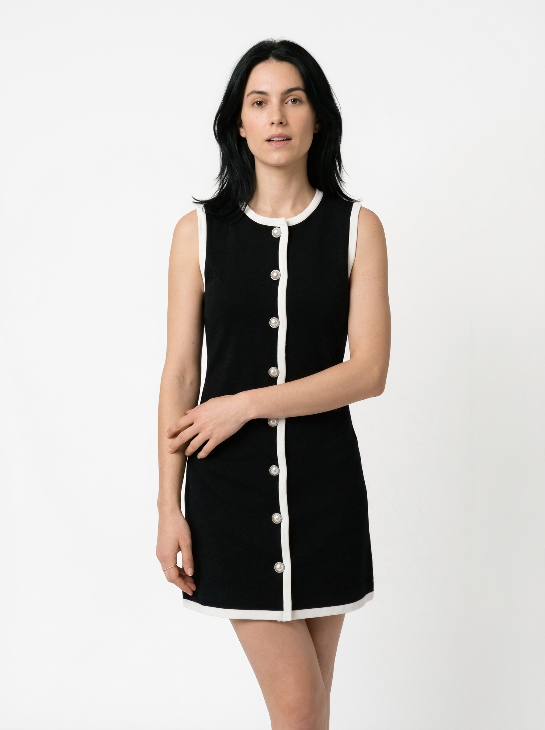 Button-Front Sleeveless Dress