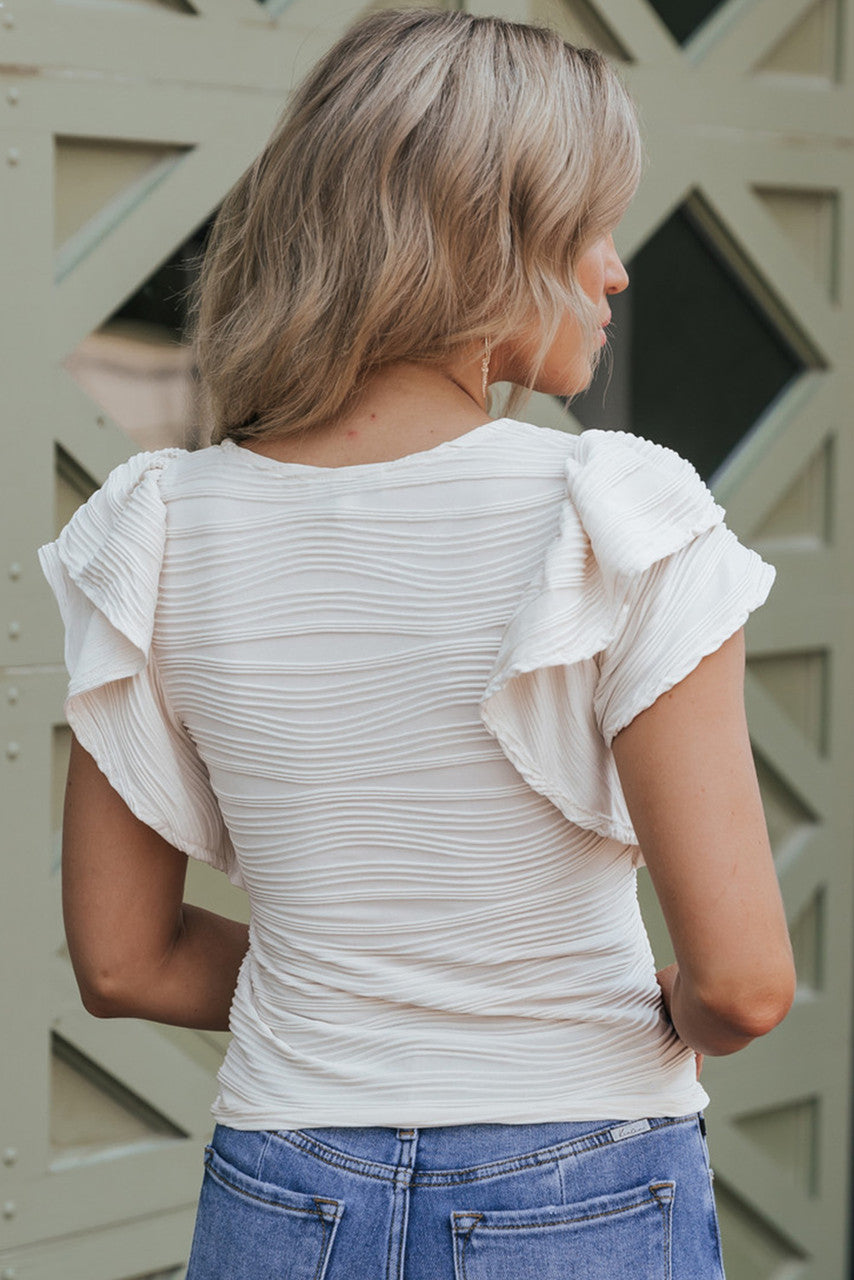 Flutter Sleeve Ruched Top