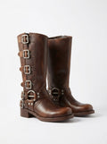 Vintage Leather Biker Boots