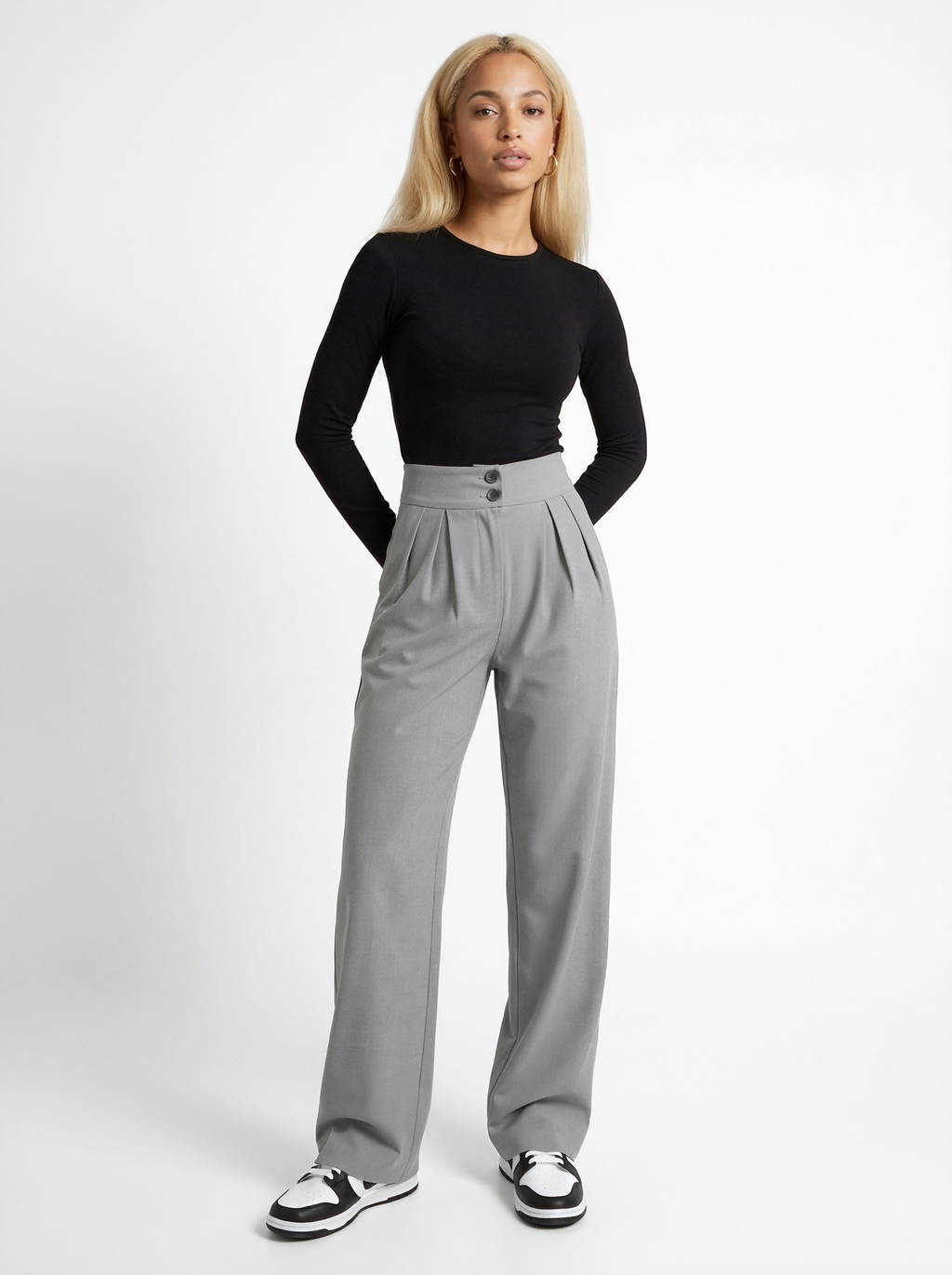 High Waist Straight Leg Trousers