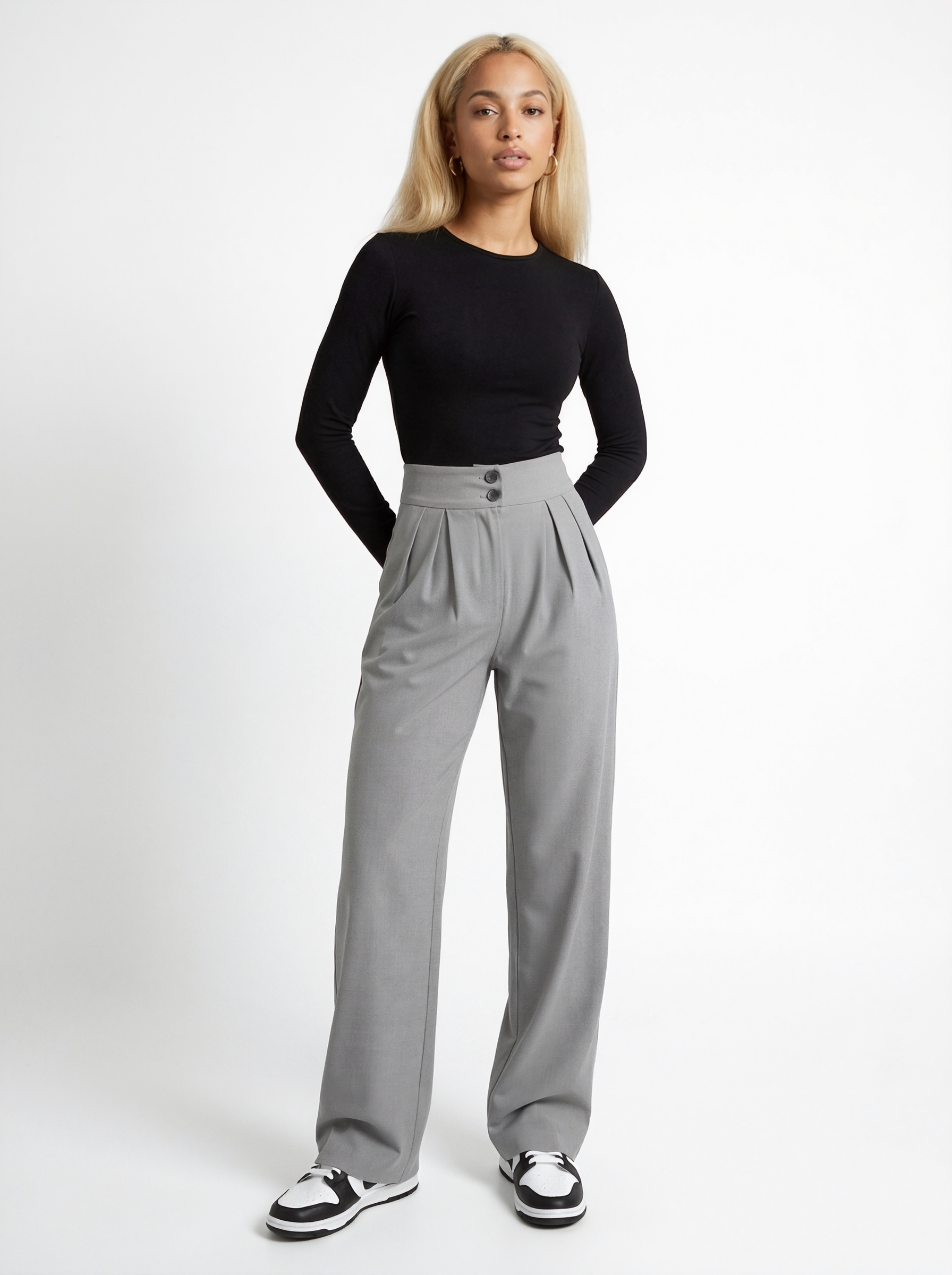 High Waist Straight Leg Trousers