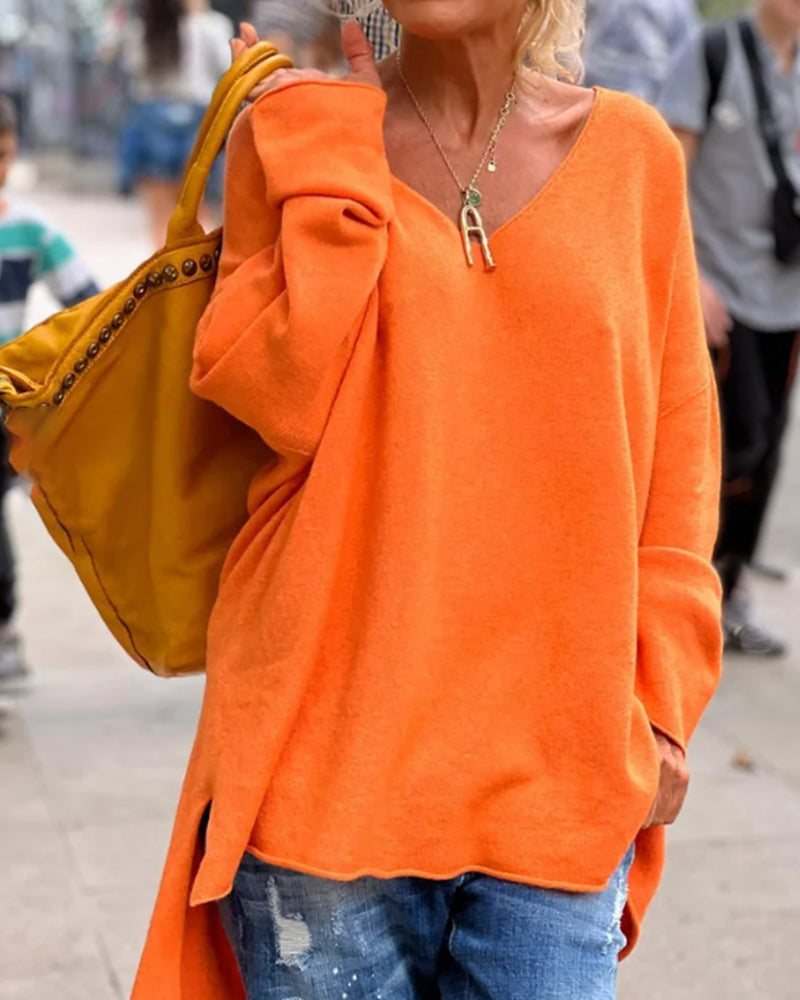 Loose Fit Orange Sweater