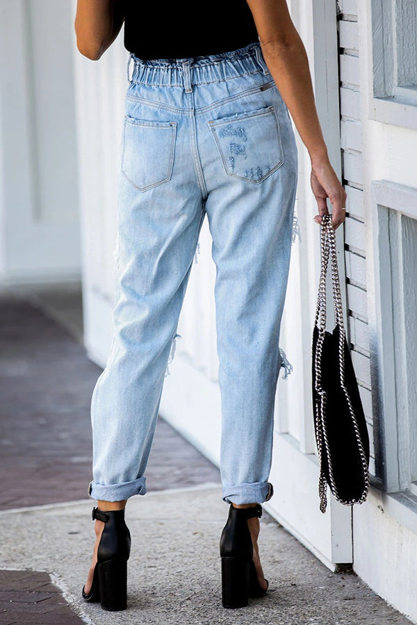 High Waist Distressed Mom Jeans