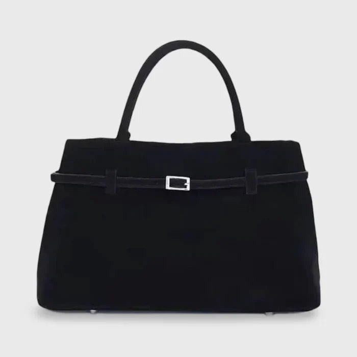 Structured Vegan Suede Shoulder Bag