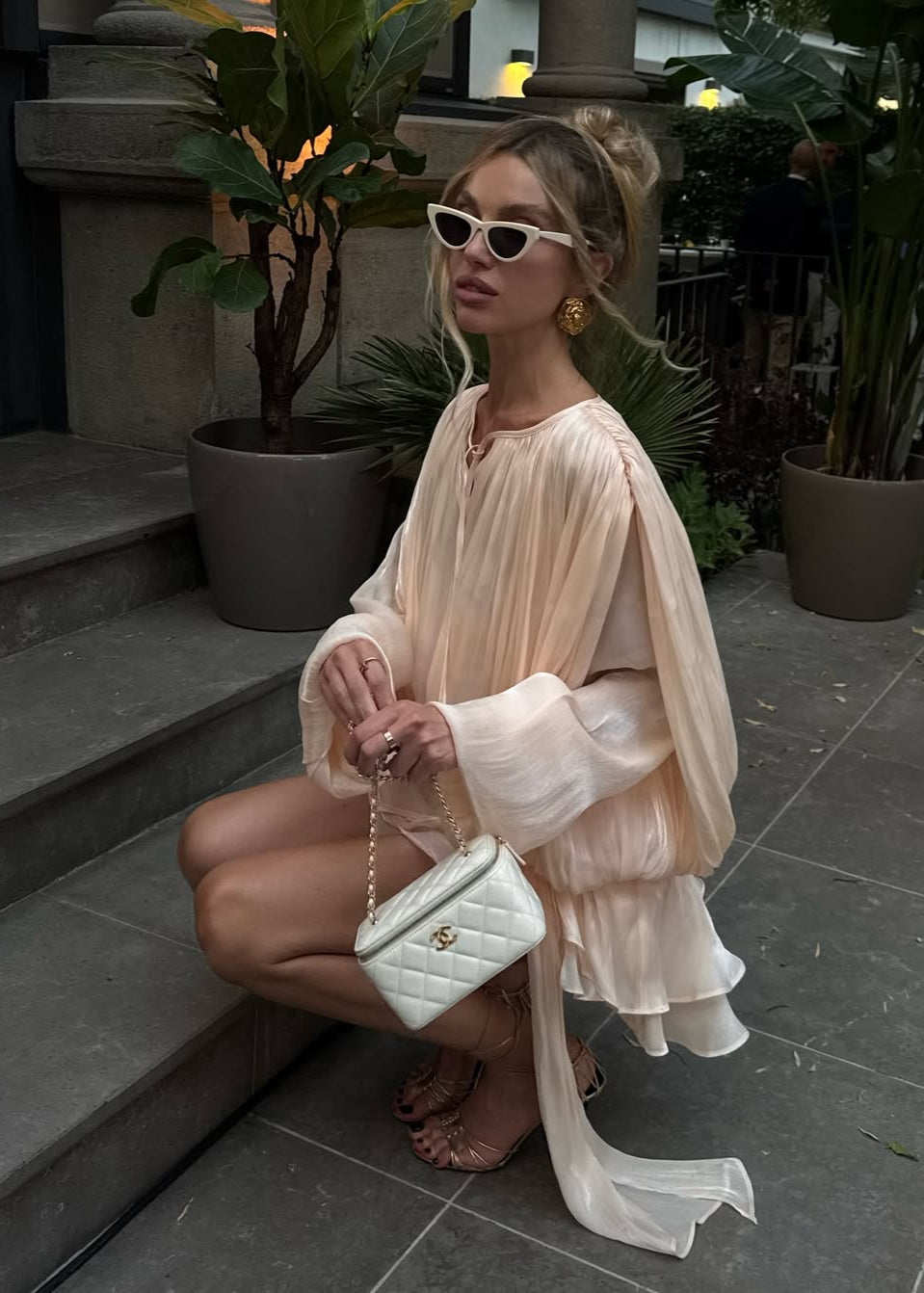 Pleated Shimmer Mini Dress