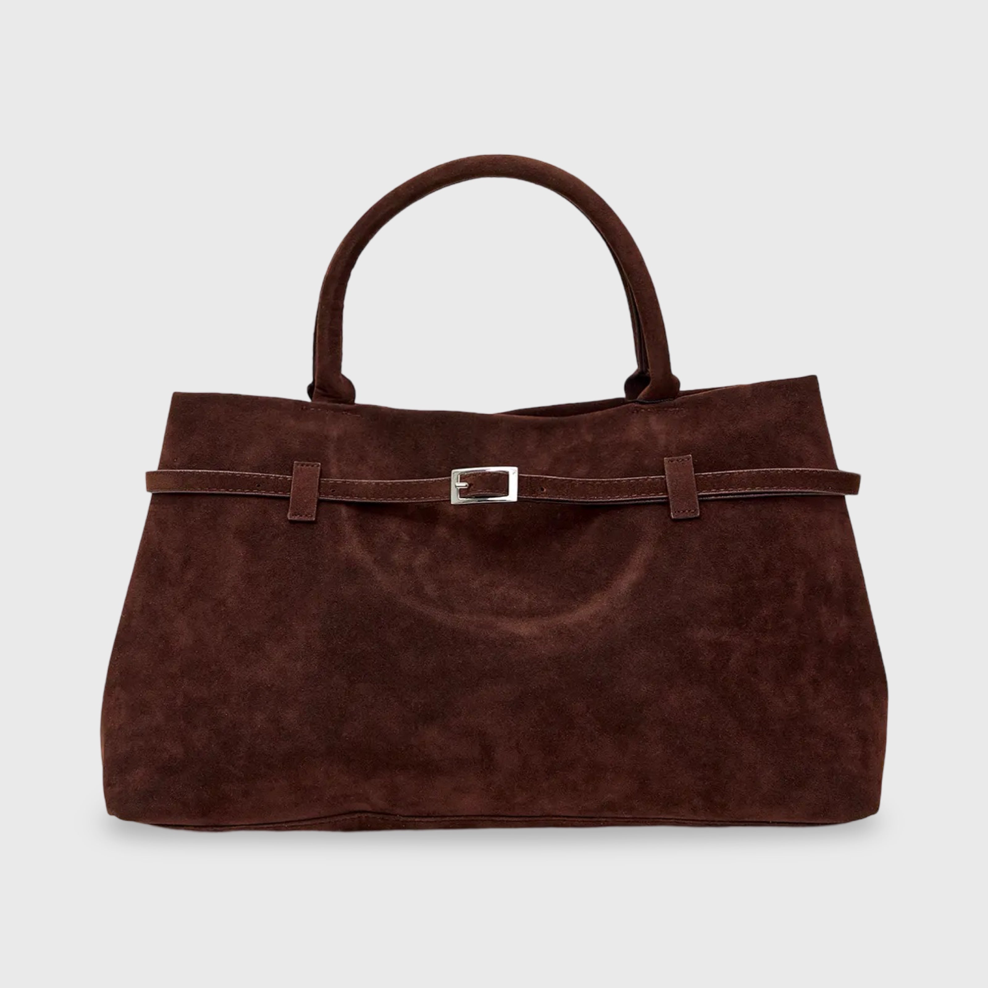 Structured Vegan Suede Shoulder Bag