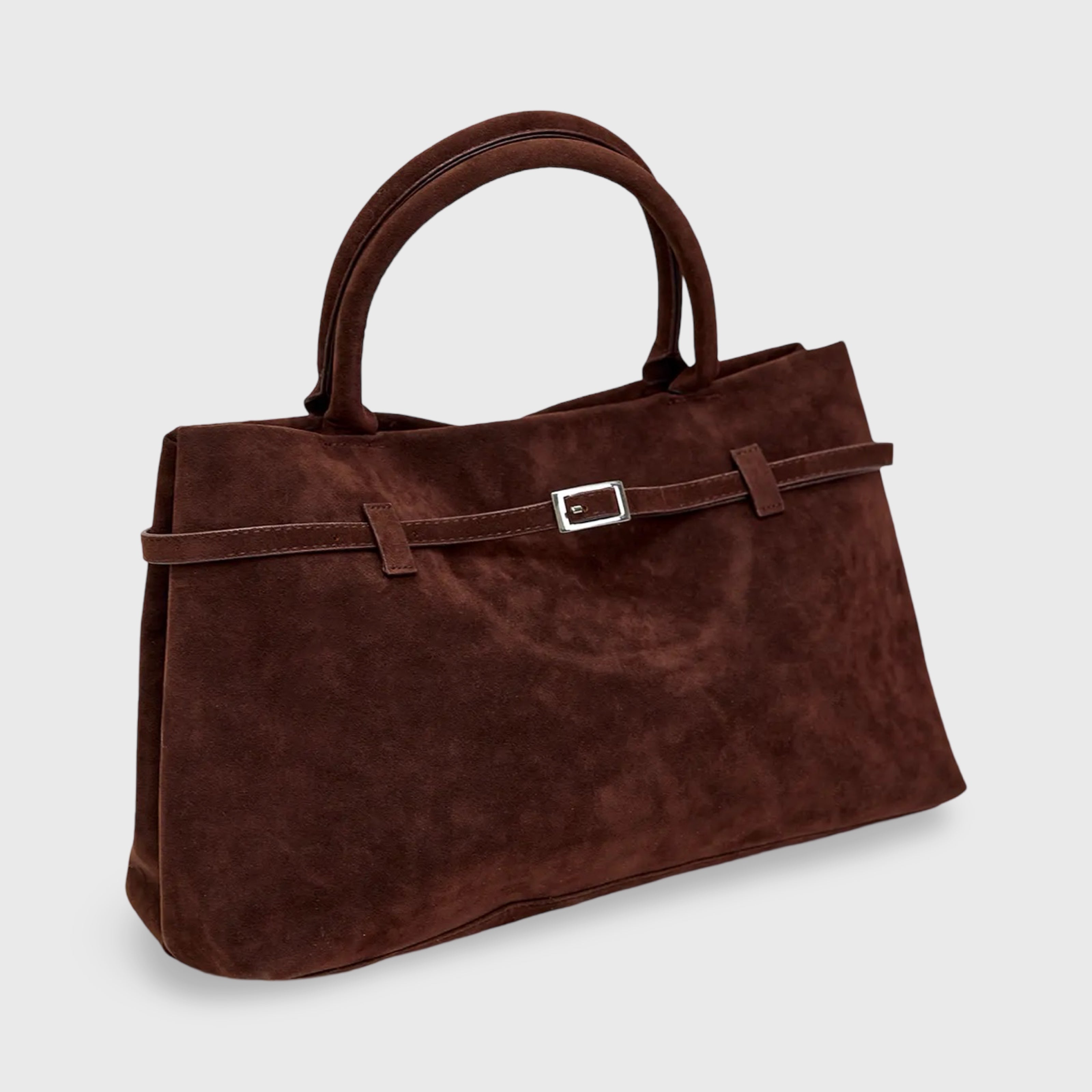 Structured Vegan Suede Shoulder Bag
