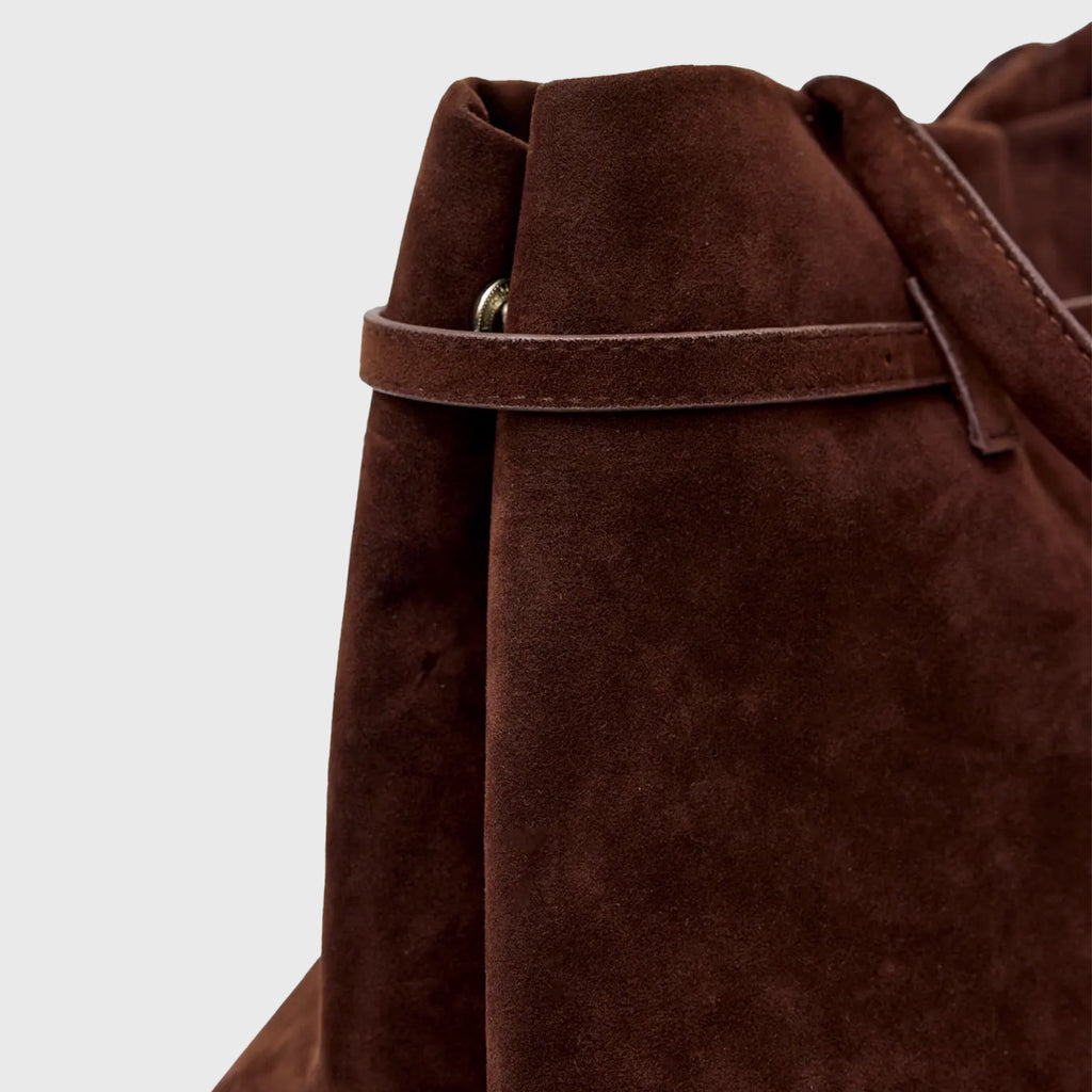 Structured Vegan Suede Shoulder Bag