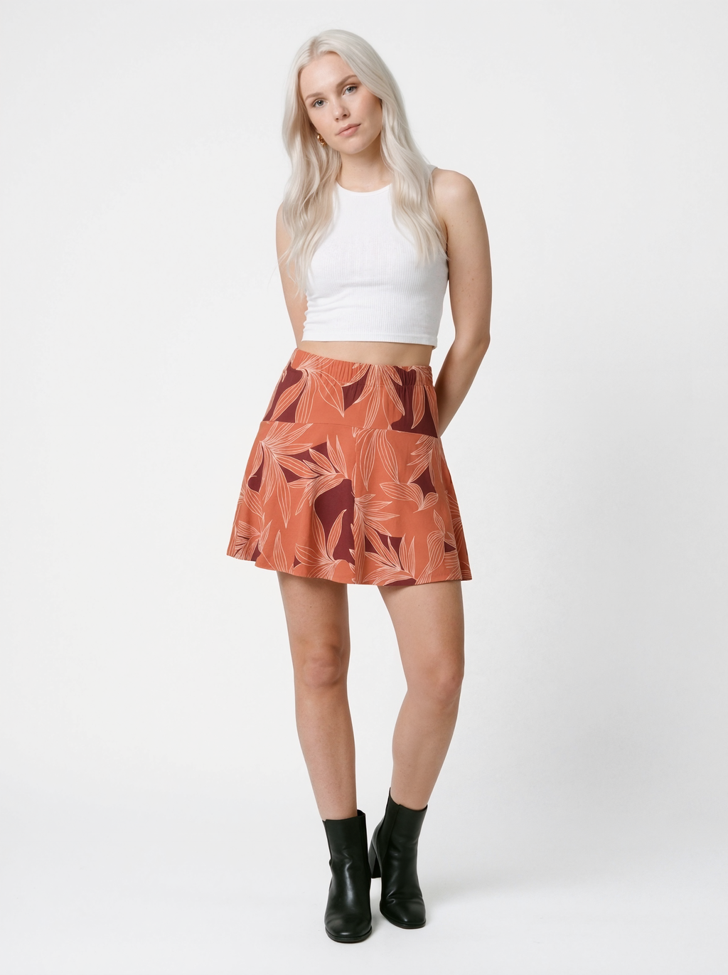 Printed A-Line Skort-Style Short