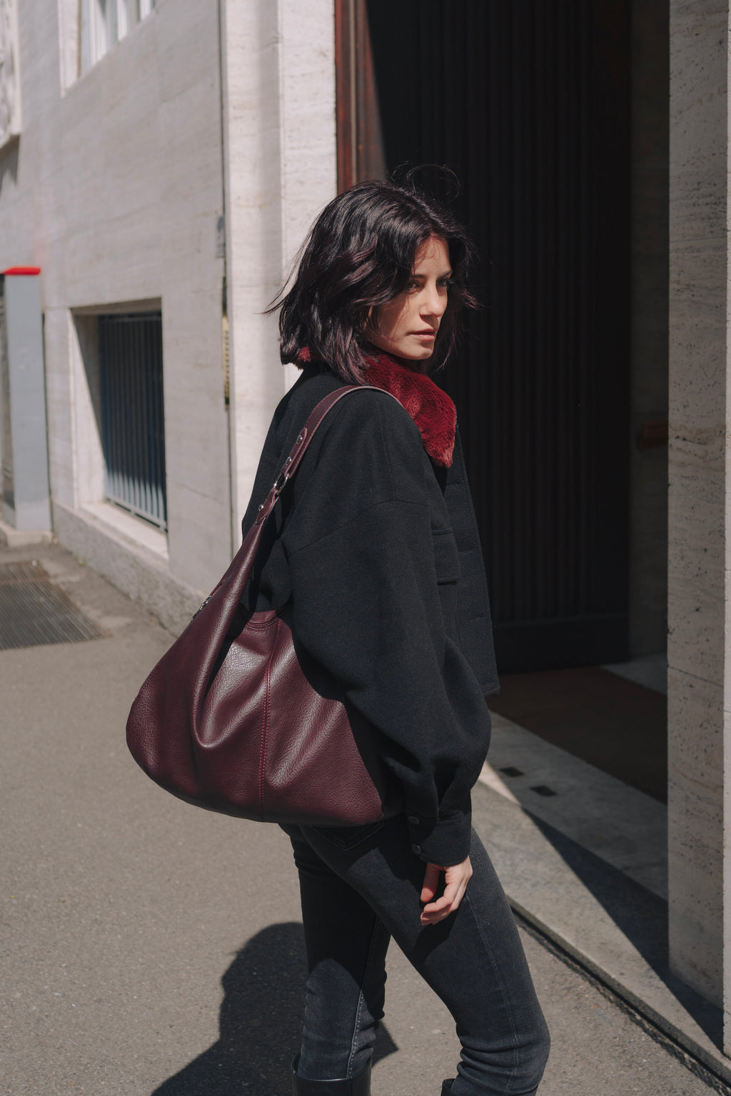 Vegan Leather Hobo Shoulder Bag