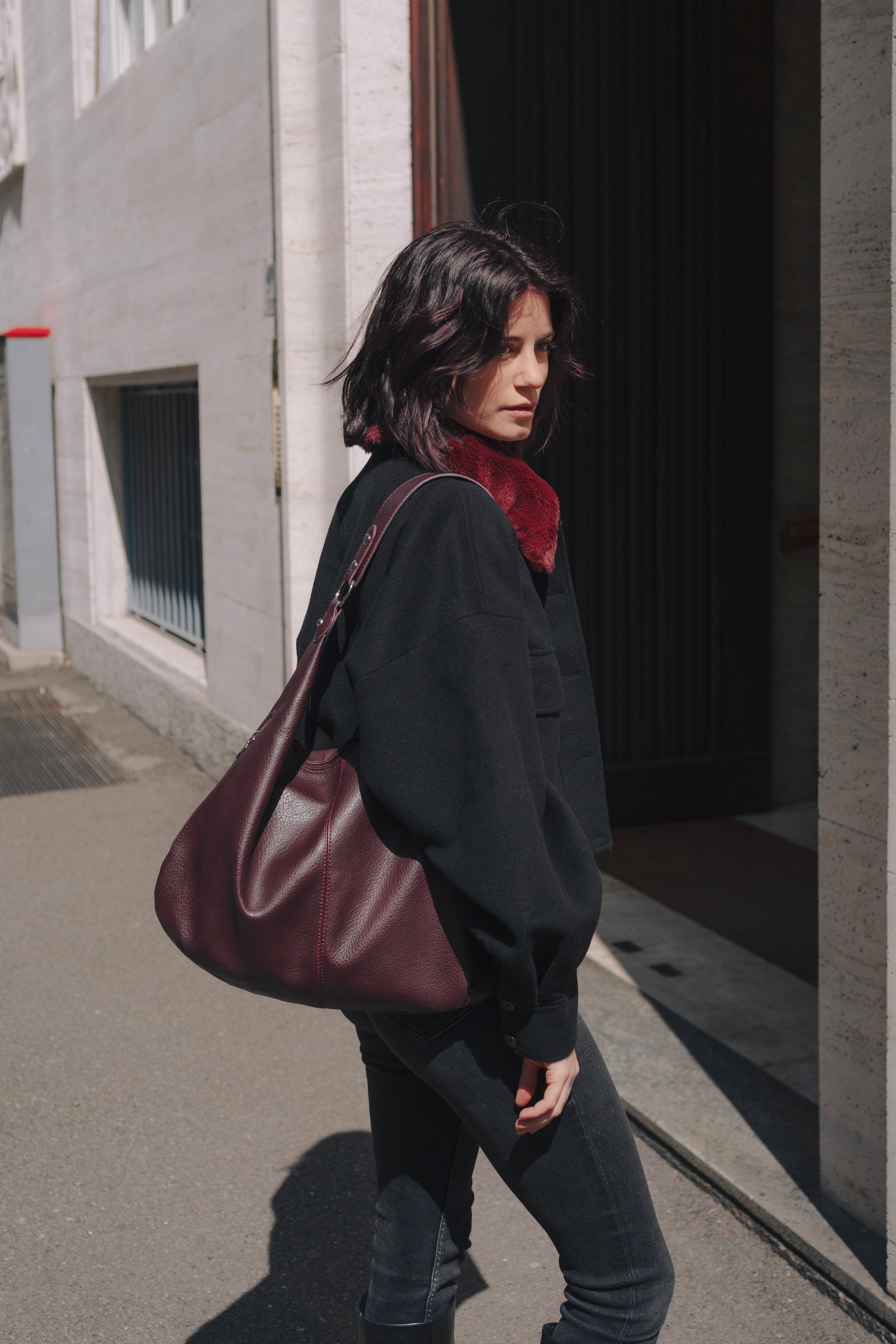 Vegan Leather Hobo Shoulder Bag