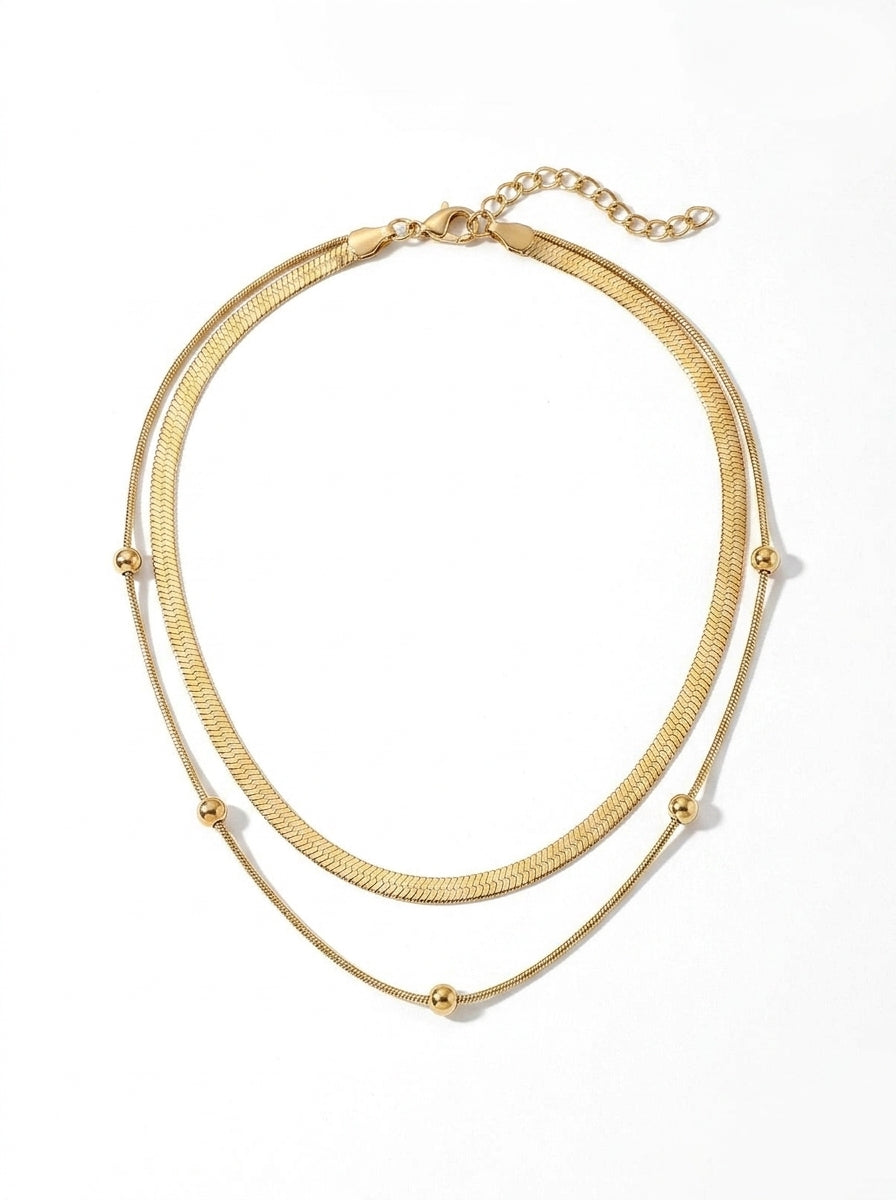 Layered Gold Bead Necklace