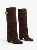 Suede Flap Detail Tall Boots
