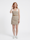 Belted Square Neck Mini Dress