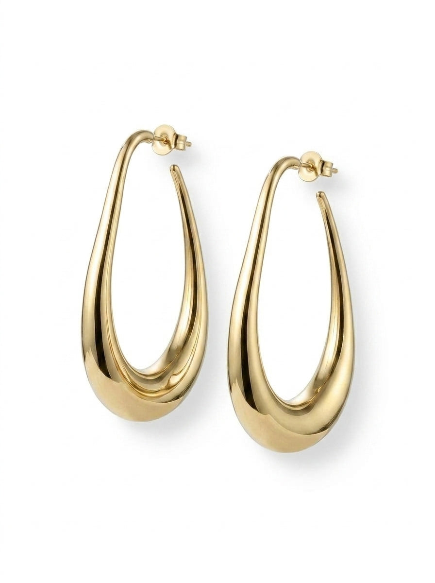 Gold Teardrop Hoop Earrings