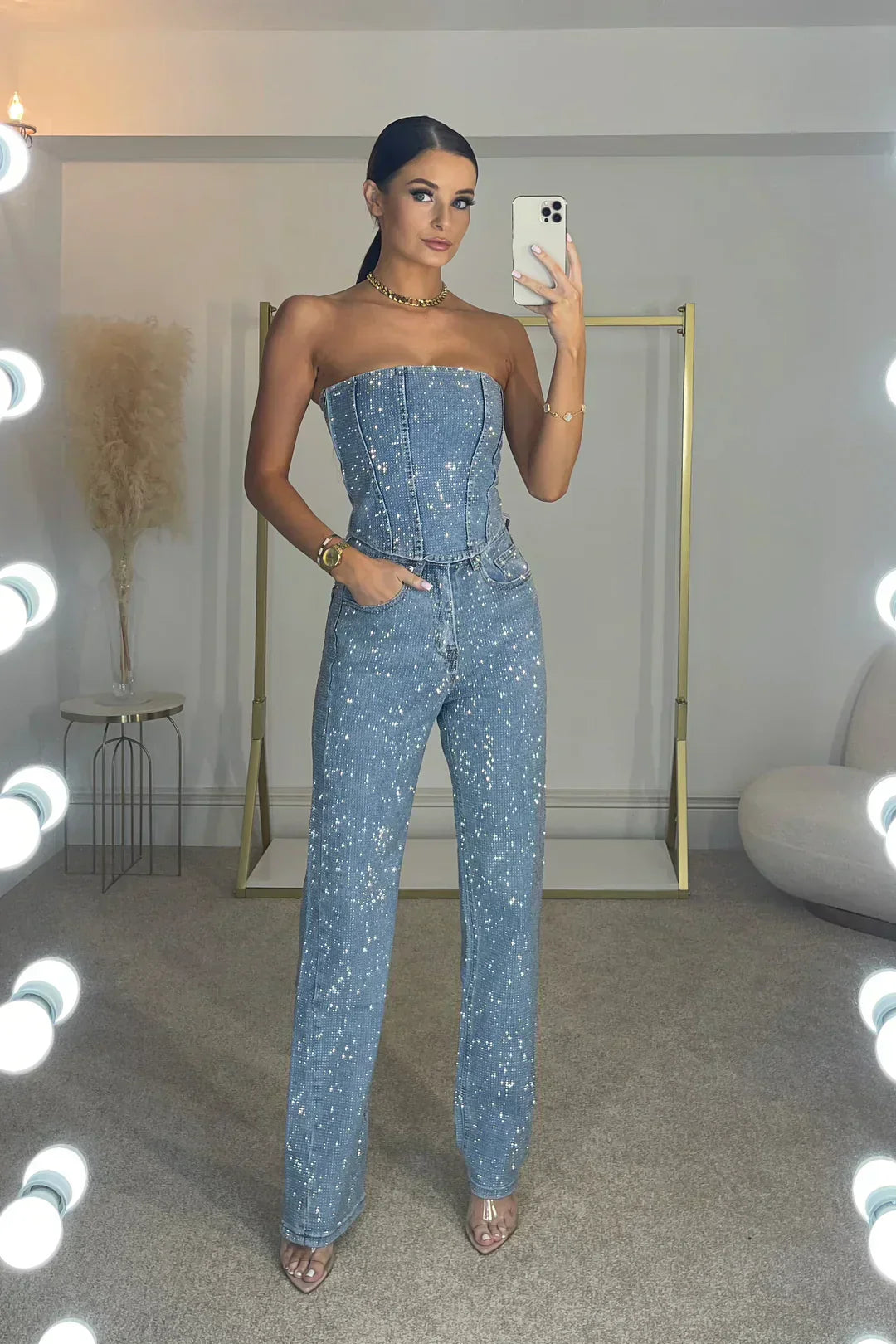 Shimmering Strapless Jumpsuit