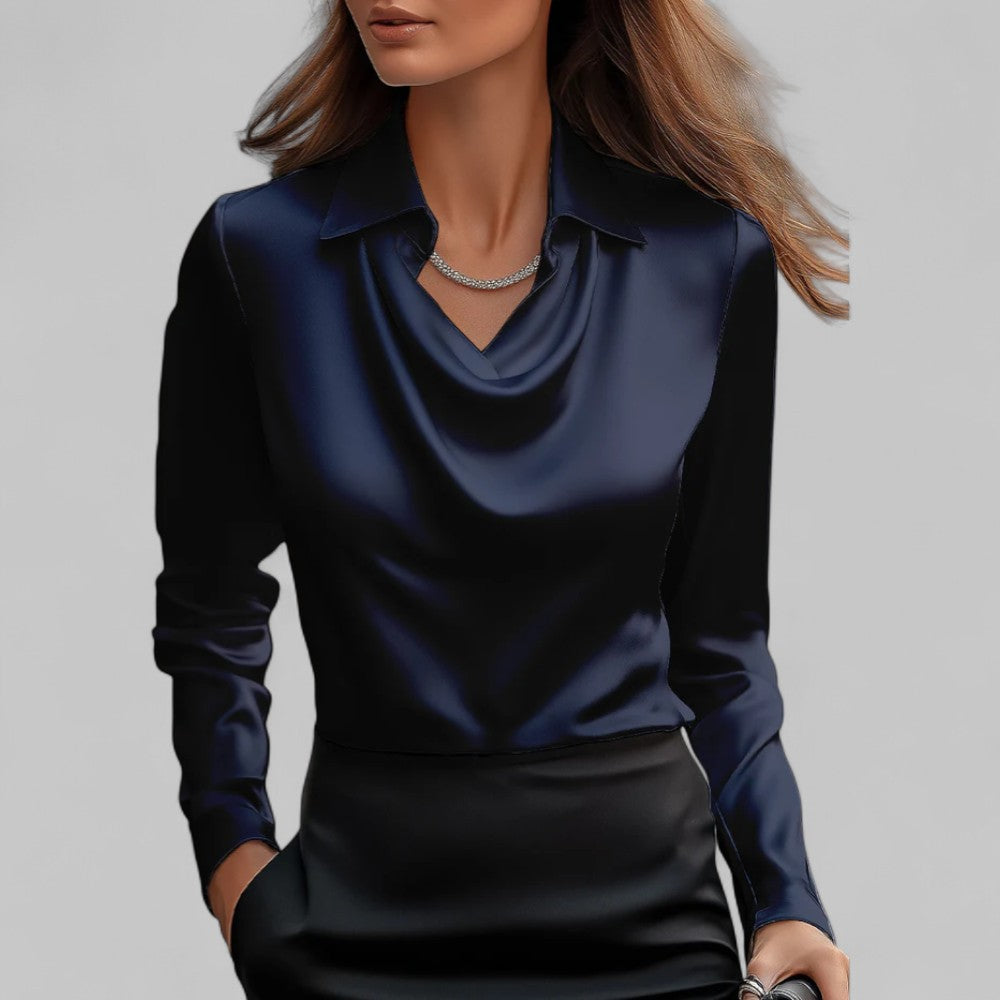 Cowl Neck Long Sleeve Blouse