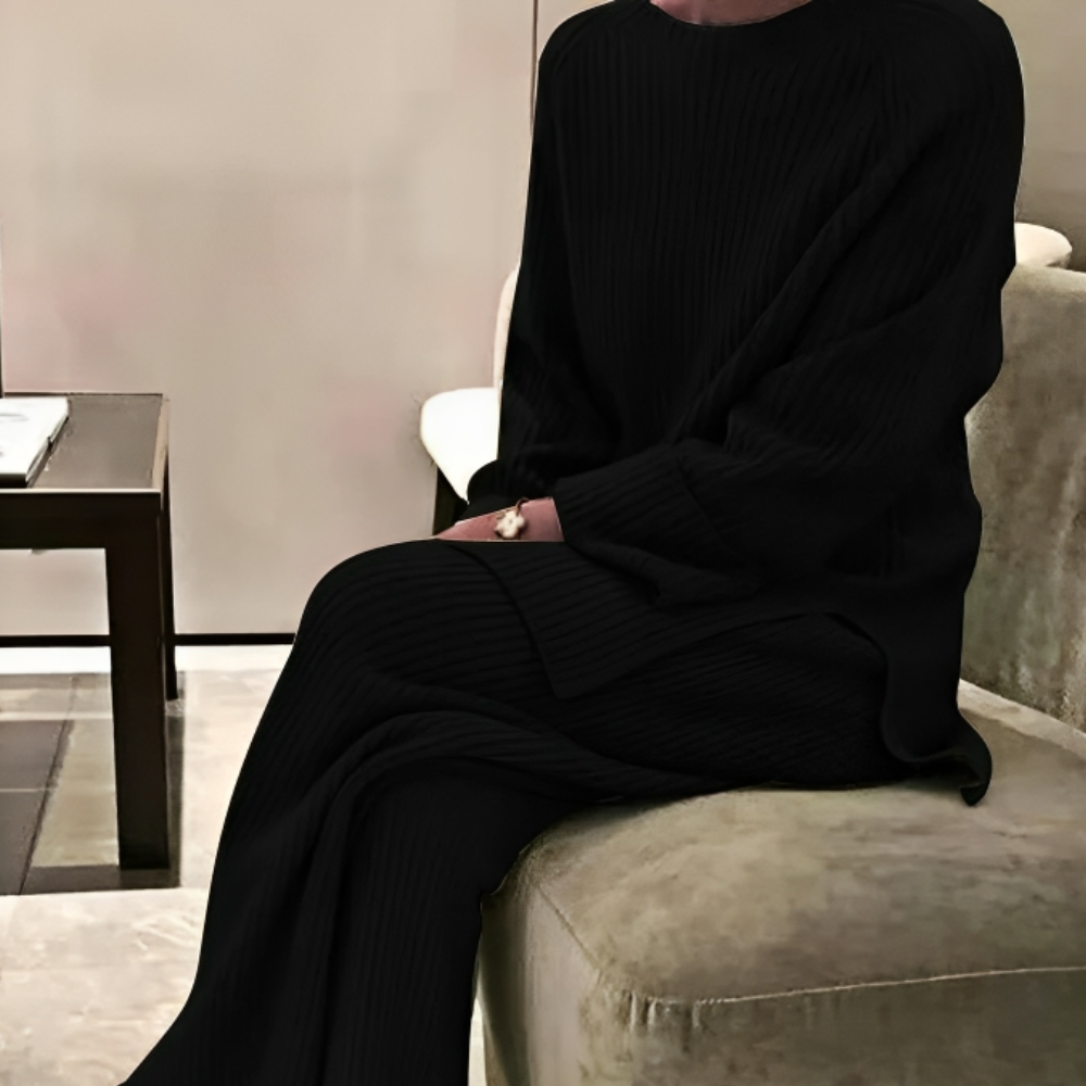 Relaxed Wide Leg Rib Knit Set