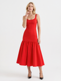 Sleeveless Flounce Midi Dress