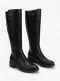 Black Knee High Block Heel Boots