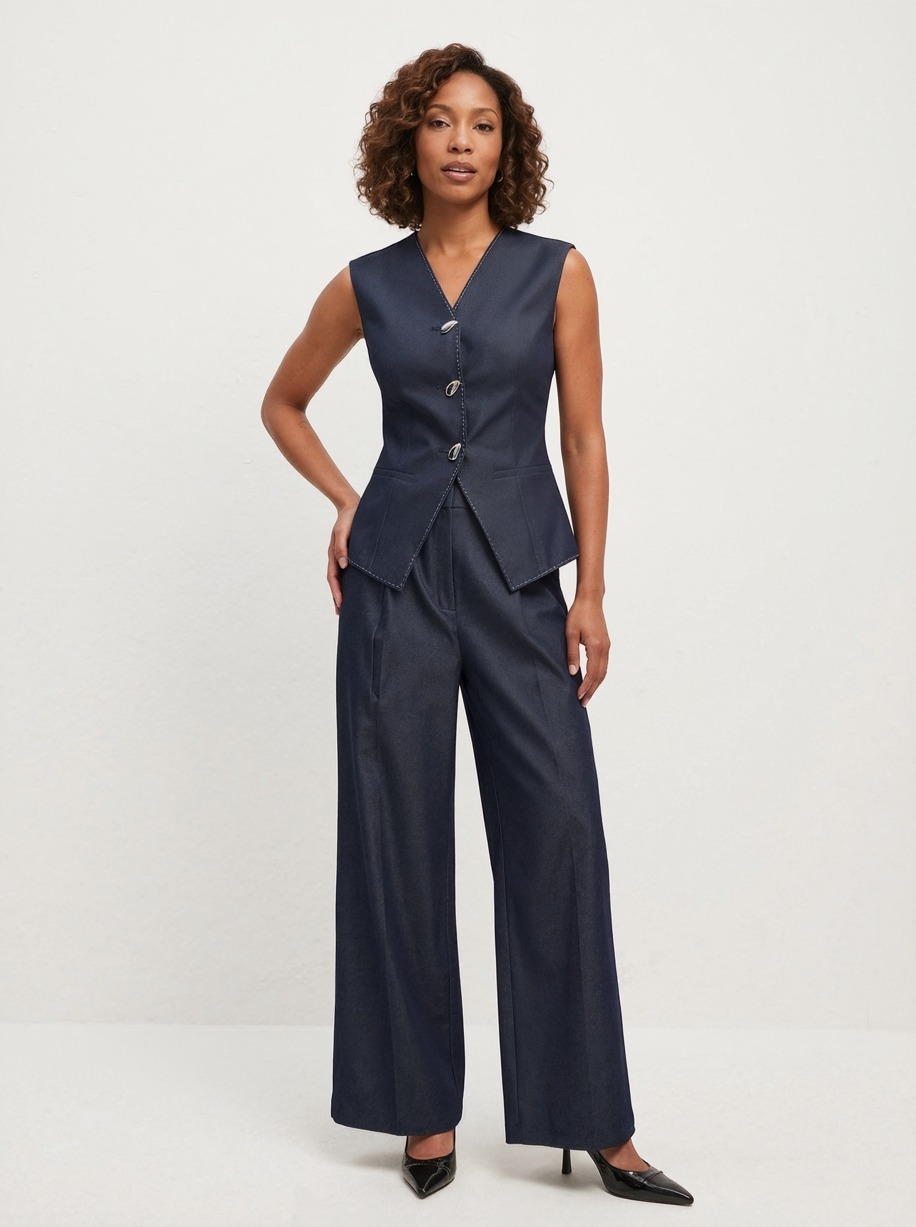 Contrast Stitching Peplum Vest