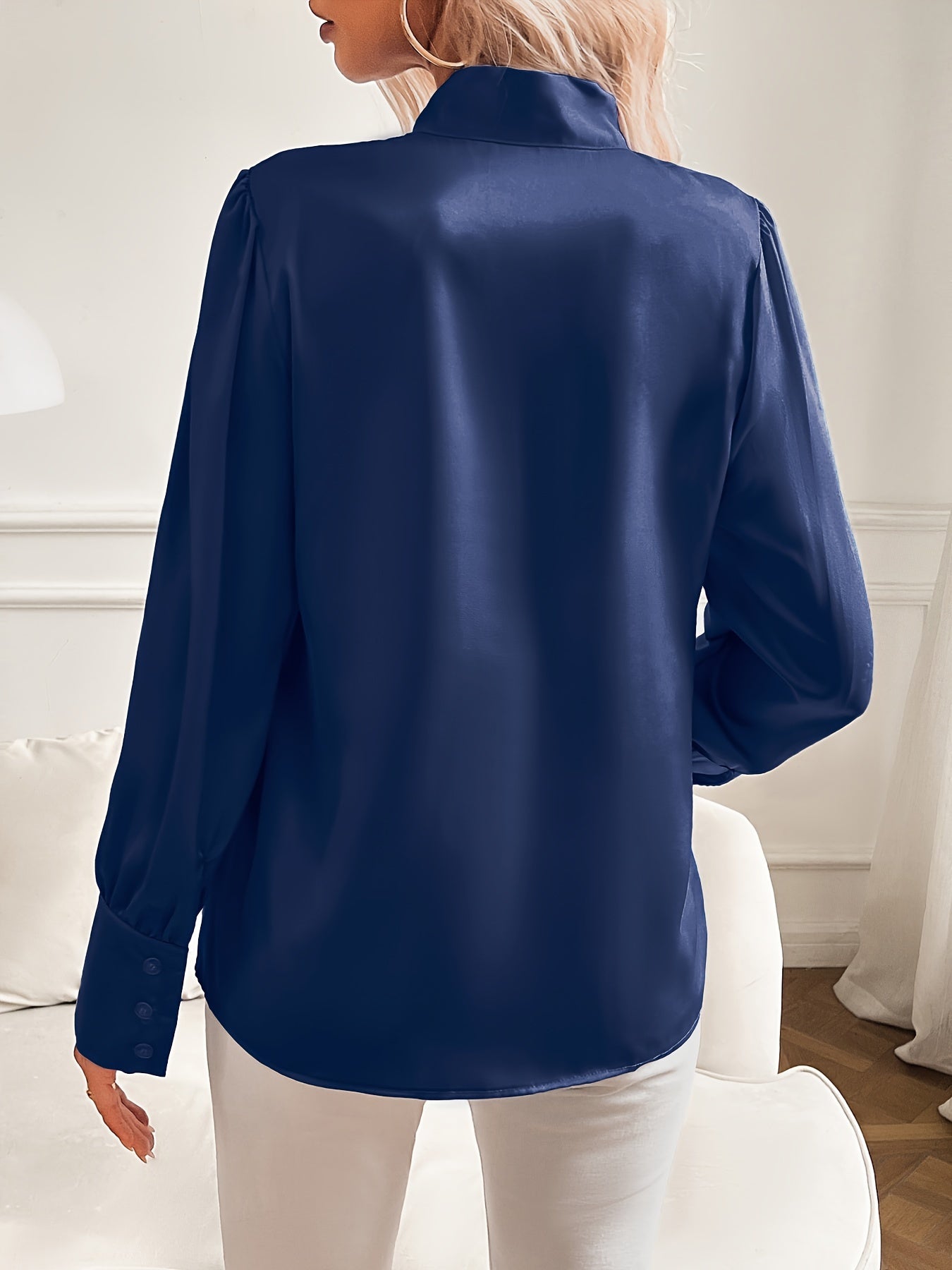 Bow Neck Long Sleeve Blouse