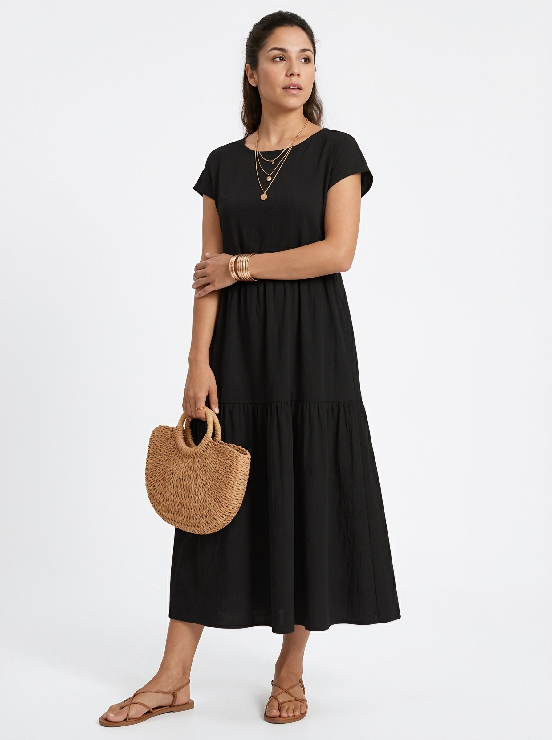 Relaxed Tiered Midi Dress