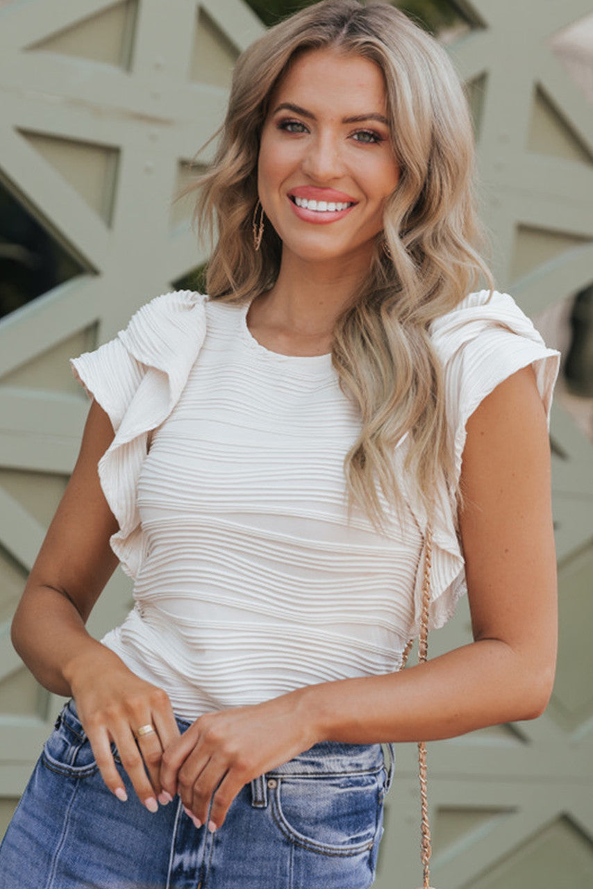 Flutter Sleeve Ruched Top