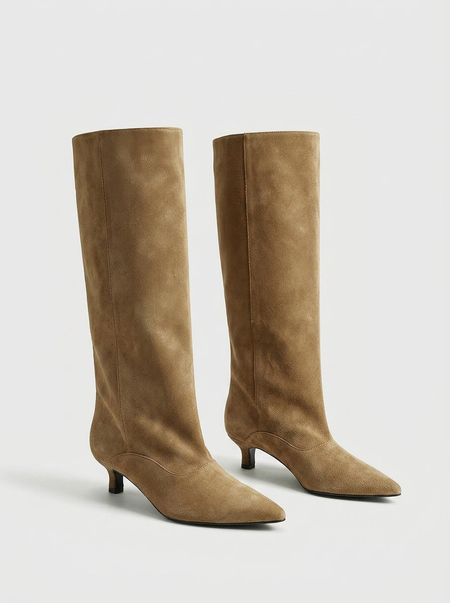 Knee-High Kitten Heel Boots