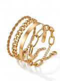 Gold Four Piece Bracelet Set