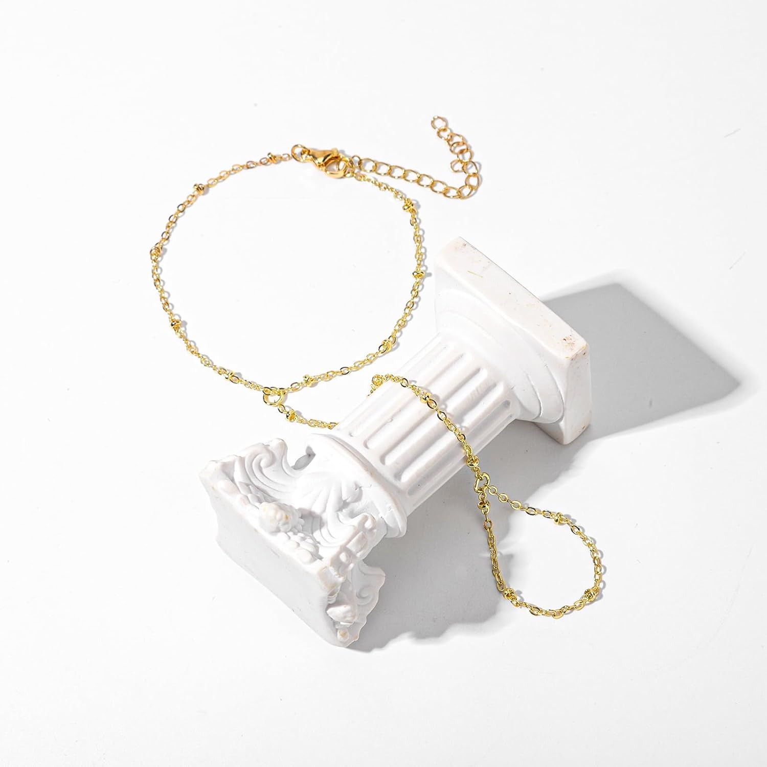 Gold Beaded Hand Chain Bracelet
