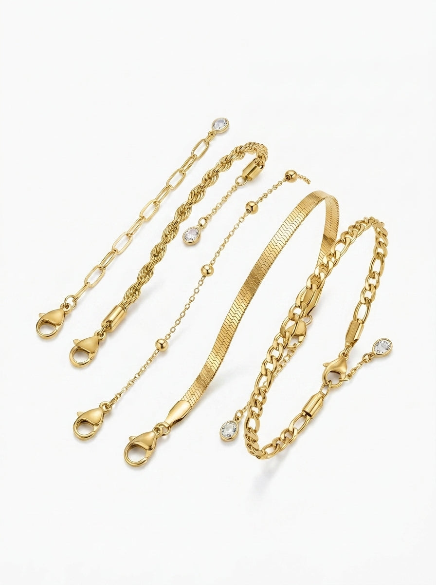 Gold Titanium Bracelet Set