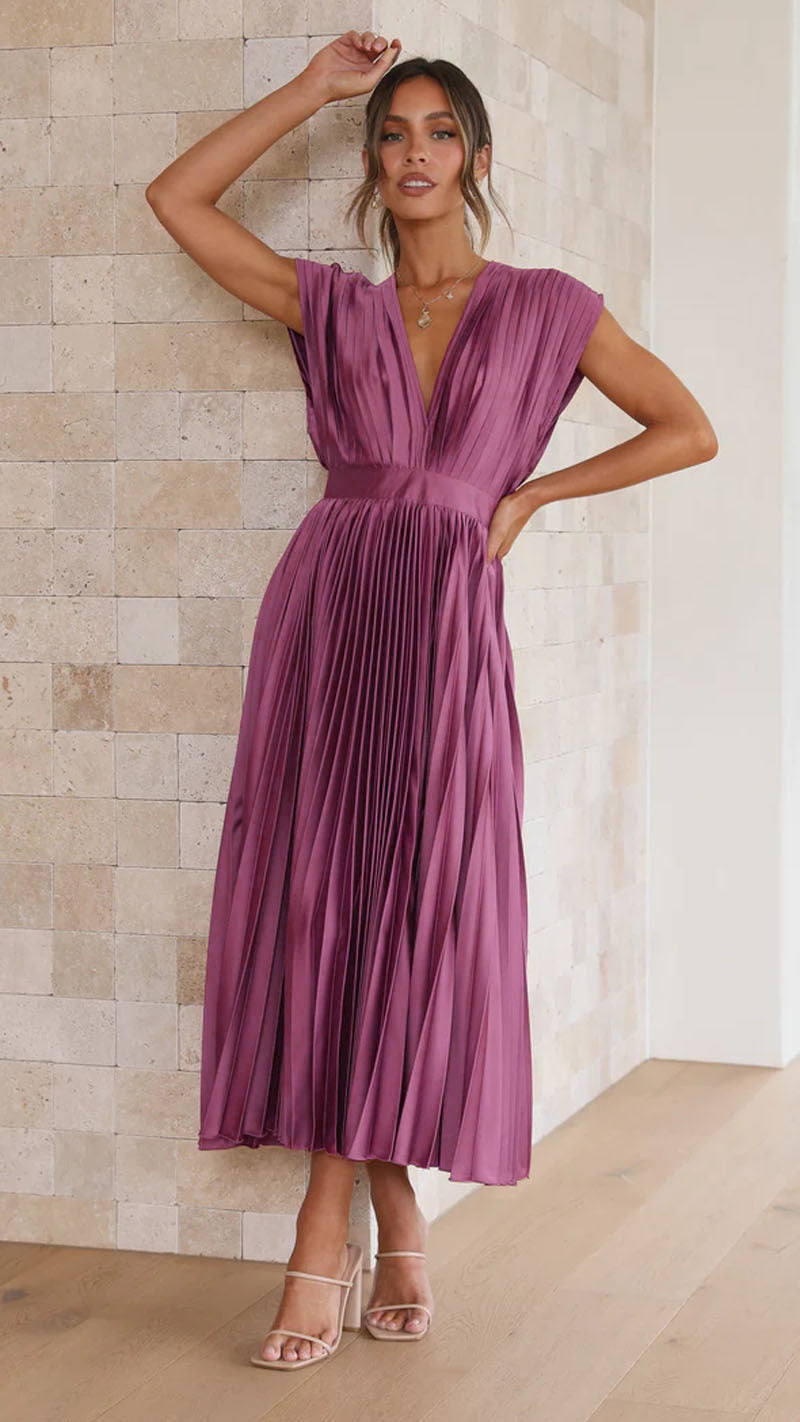 Pleated Midi Dress