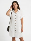 Gauze Button-Front Shirt Dress